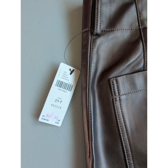 NWT Maeve The Colette Cropped Wide-Leg Faux Leather Pants Sz 29P Brown #7E505 - Picture 8 of 11